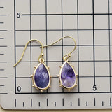 Classic Gold Plated Waterdrop Fluorite Hoop Dangle Huggie Woman Earrings Elegant Natural Stone Jewellery Creative Gifts