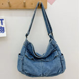 Denim Vintage Messenger Bag Retro Jeans Tote Bag Large Capacity Women Casual Satchel Bag Fashion Shoulder Bag 2023 New Handbag