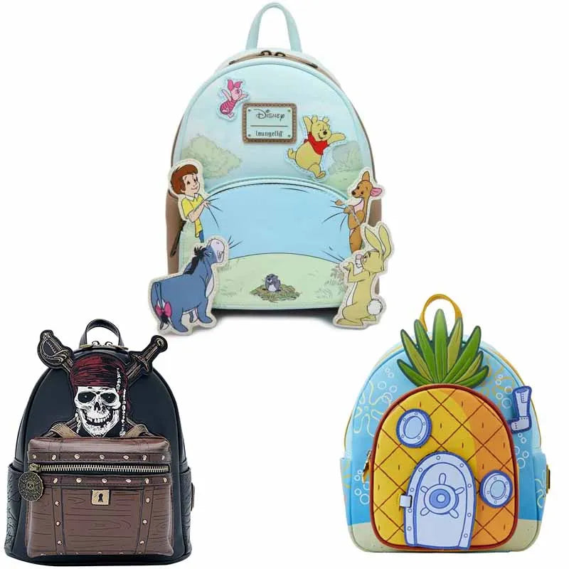 Lilo & Stitch All Over Print Womens Double Strap Shoulder Bag Purse Pooh & Friends Mini Backpack Cartoon Baby Leather Bags