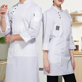 Men Women Chef Uniform Stand Collar Single-breasted Pocket Restaurant Uniform Waterproof Anti-dirty Bakery Food Chef Tops