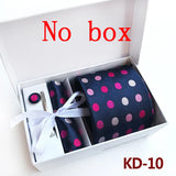 Luxury Tie Set Gift Box For Men Wedding Jacquard Necktie Square Clip Cufflinks Handkerchief Brezo Pour Teal Tie