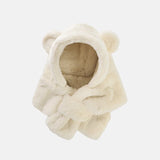 Winter Baby Hat Scarf One-Piece Faux Fur Infant Bonnet Cute Bear Warmer Neck Ears Kids Cap for Girls Boys Accessories