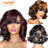 Honey Blonde Lace Front Wig Human Hair Burgundy Transparent Lace Deep Wave Frontal Wig Short Bob Human Hair Wigs for Black Women