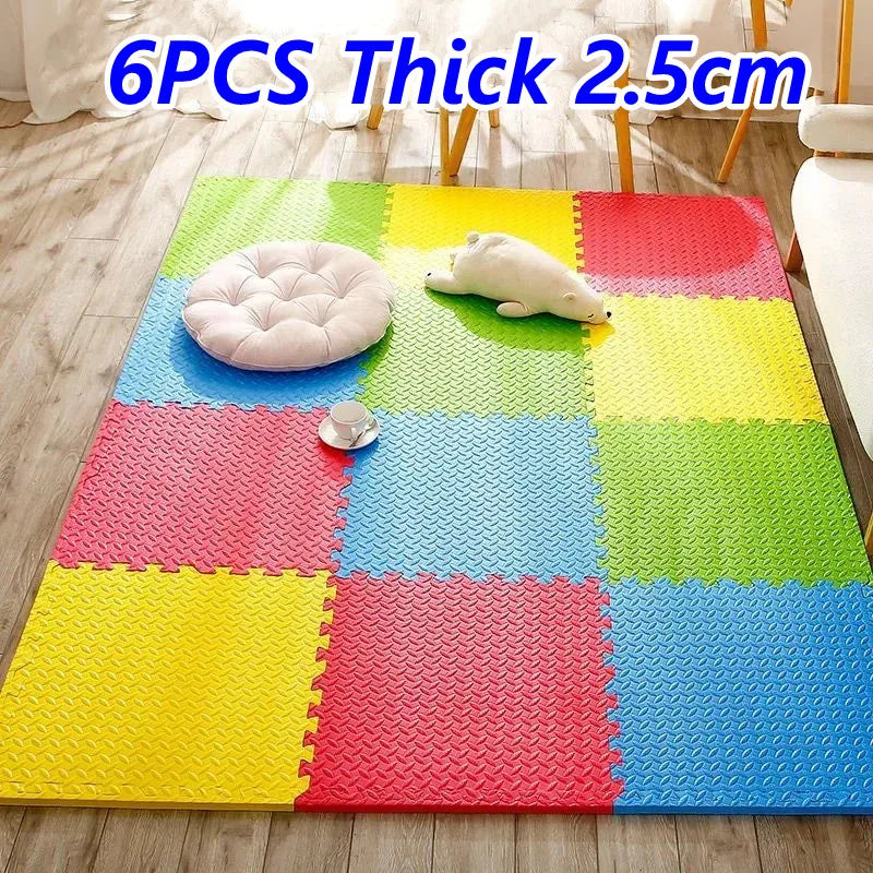 6PCS Foam Puzzle Mat Thick 2.5cm Puzzle Mat Baby Play Mats Baby Game Mat Foot Mat Children's Gym Play Mats Tatame Floor Mat