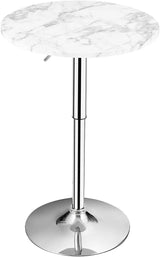 Giantex Round Pub Table Height Adjustable, 360° Swivel Cocktail Pub Table with Sliver Leg and Base for Home, Office Bar Table