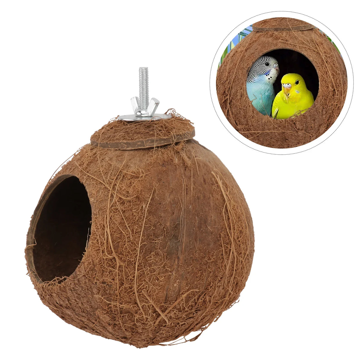 Coconut Shell Bird Nest Coco Birds House Parrots Hide Hut Habitats Decor Parrot Cage Accessories Lovebirds Cockatiel