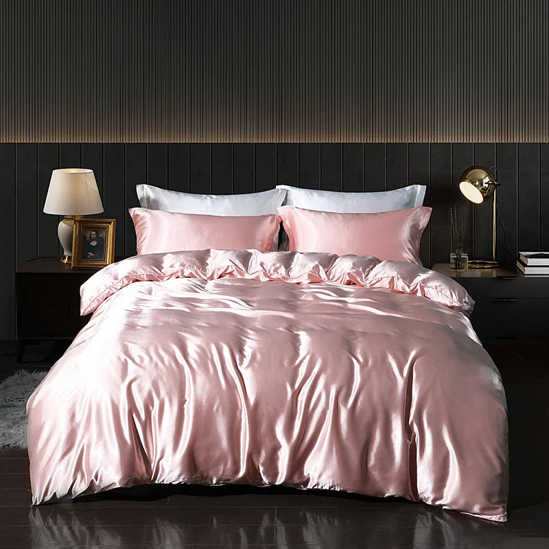 Luxury Gold Mulberry Silk Bedding Set Comforter Quilt Cover Flat Sheet Pillowcase Double Ru Europe Queen Bed Linen Duvet Covers