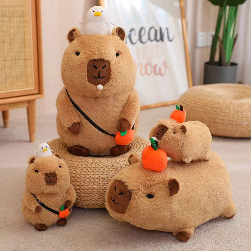 Capybara Plush Toy Simulation Capibara Cosplay Unicorn Dinosaur Dress Boba Bread Fruit Food Decor Birds Bubble Stuffed Animals