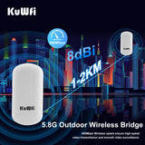 KuWFi Outdoor Wifi Bridge Router 450Mbps Long Range 2KM Wireless Router CPE Access Point 5.8G Wireless Bridge Wireless Repeater