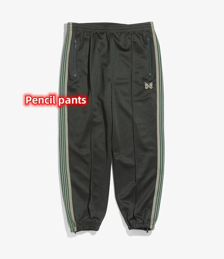 2023 Oversized Taupe Needles Pants Men Women 1:1 Wide Leg Needles Track Pants Butterfly Logo Sweatpants AWGE Sport Trousers