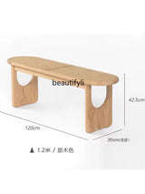 Nordic Solid Wood Rattan Shoes Changing Bench Log Style Dining Table and Chair Home Doorway Retro Tailstock Stool