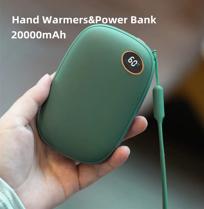 20000mAh Winter Mini Hand Warmer USB Rechargeable Multifunctional Handy Warmer Heater Pocket Mini Outdoor travel Power Bank