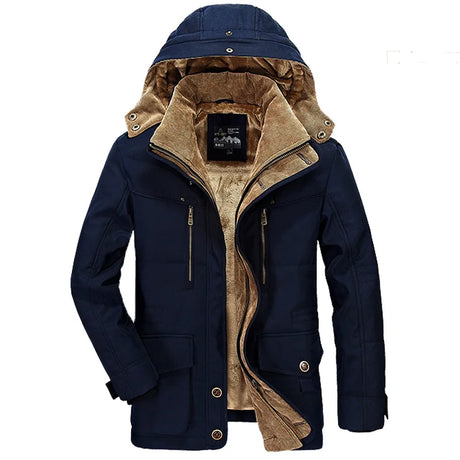 New Brand Thick Winter Parkas men Warm Cotton-Padded Jacket men Fleece With Fur parkas hombre invierno Plus Size 6XL 7XL