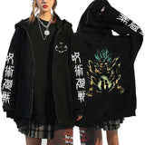 Women Men Anime Zip Hoodies Jujutsu Kaisen Plus Size Zipper Jackets Gojo Satoru Printed Sweatshirt Y2k Harajuku Unisex Hooded