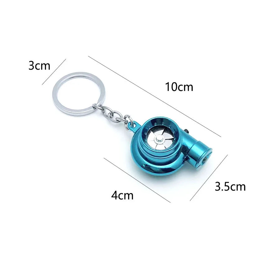 LED Mini Turbo Sound Turbocharger Keychain Spinning Turbine Key Chain Ring Keyring Keyfob Car Keyring Car Interior Accessories