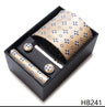 Luxurious Dropshipping 8 cm Birthday Gift Silk Tie Hanky Pocket Squares Cufflink Set Tie Clip Necktie Box Geometric