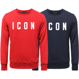 New ICON Men's Cotton Premium Round Neck Printed Letter Sweatshirt Classic Men / Women Round Neck Sweatshirt ICON Men's Hoodie