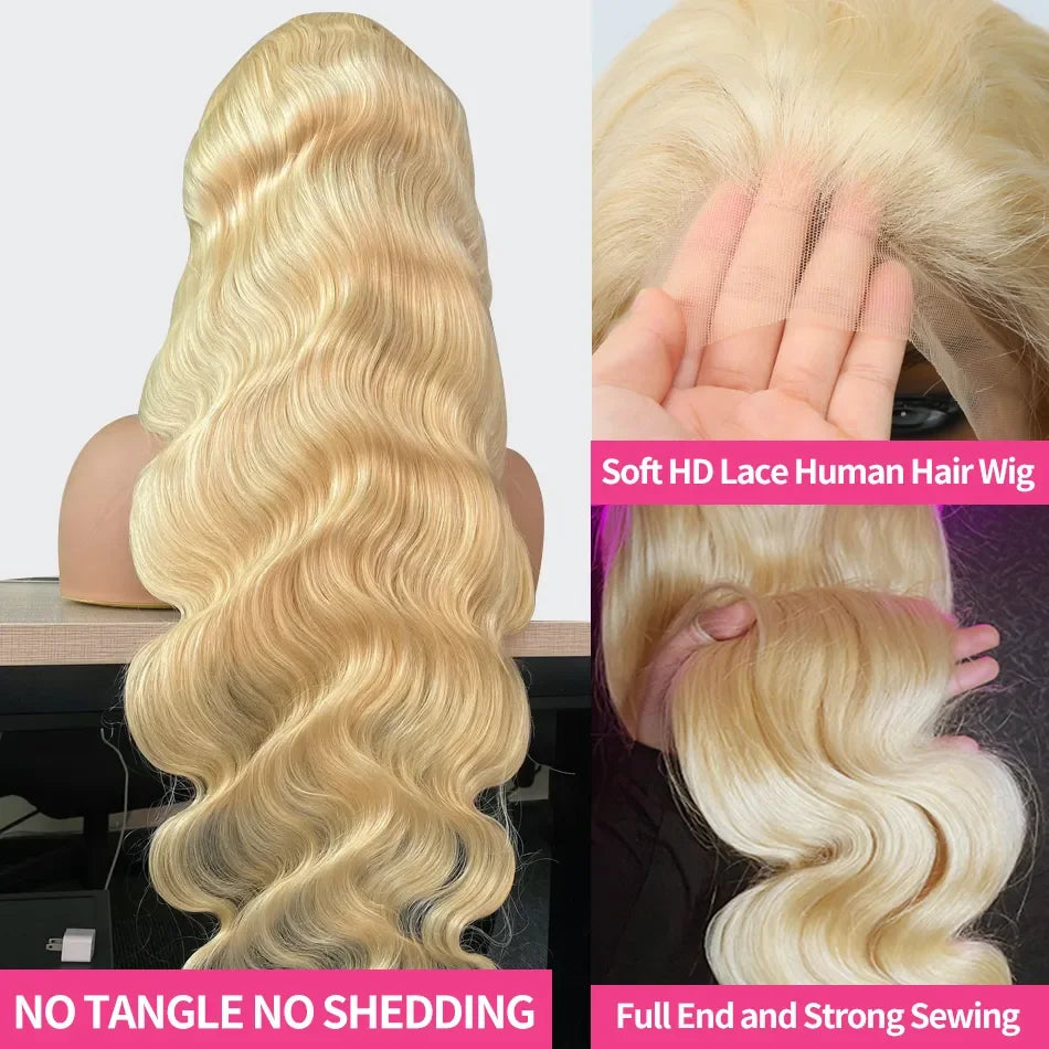 Rosabeauty HD Glueless 13x6 613 Body Wave Honey Blonde Lace Frontal Human Hair Wig Brazilian Color 13x4 Lace Front Wig For Women