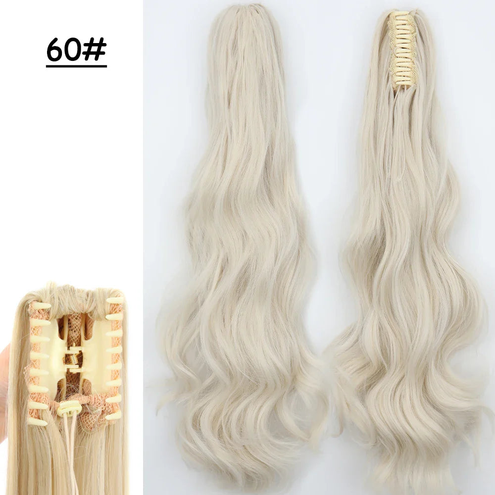 Synthetic Claw Clip On Ponytail Hair Extensions Long Straight 24" Heat Resistant Pony Tail HairPiece BlackBrown Blonde Hairstyle