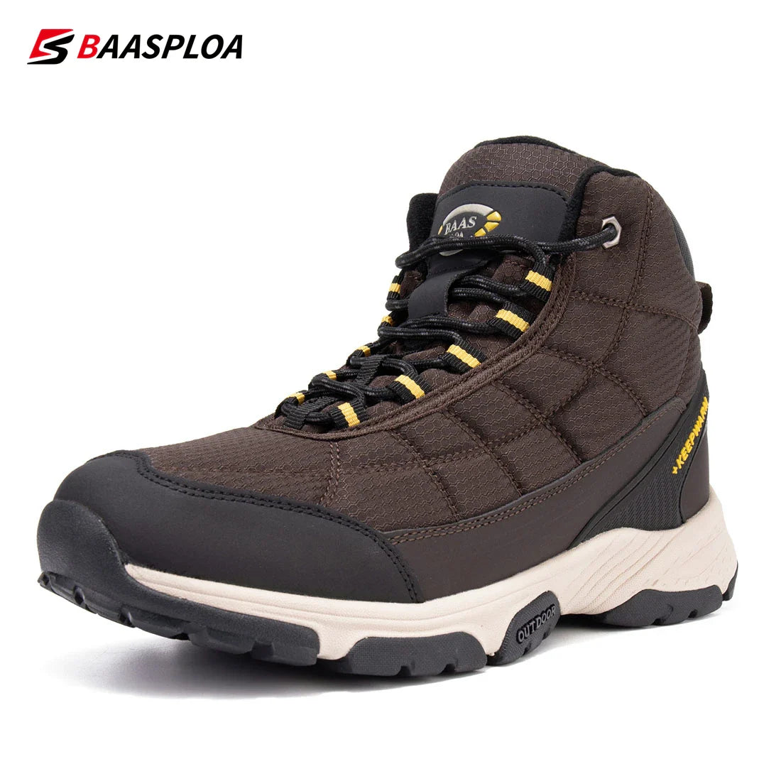 Baasploa Men's  Cotton Shoes Waterproof Outdoor Travel Hiking Shoes Warm Winter Sneakers Casual Walking Shoe Men's Thermal Boots