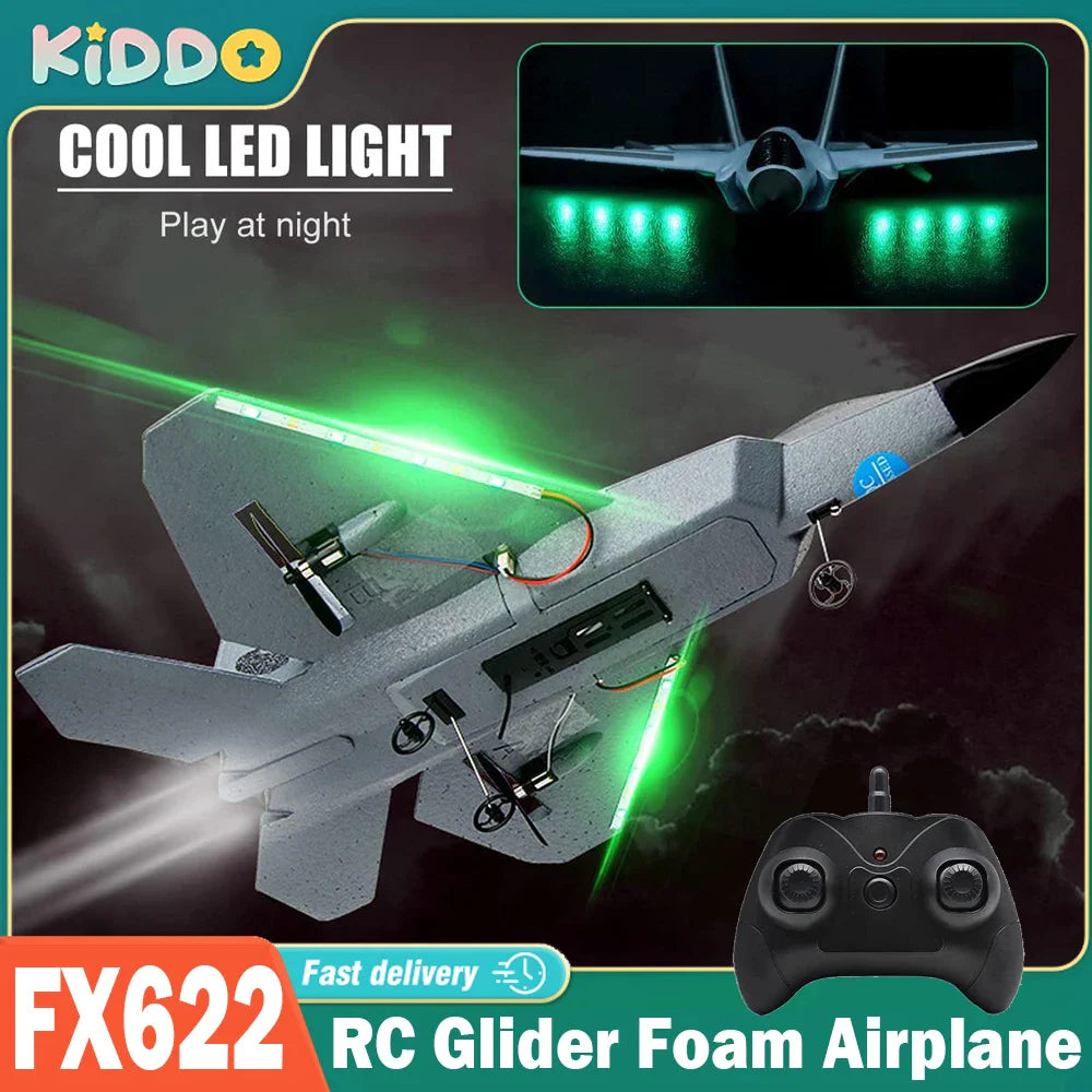 FX622 RC Glider Fighter with Light Fixed-Wing Foam Aircraft Simulation Radio Control Plane Children Birthday Gifts EPP Safer