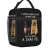 Custom Dachshund And Wine Funny Dog Lunch Bag Women Thermal Cooler Insulated Lunch Boxes for Children School