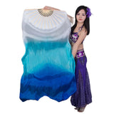 Professional Bellydance Silk Veils Light Weight 100% Silk Fan Hand Paint Colorful Dancer Performance Props Extra Long Flowy 1.8m