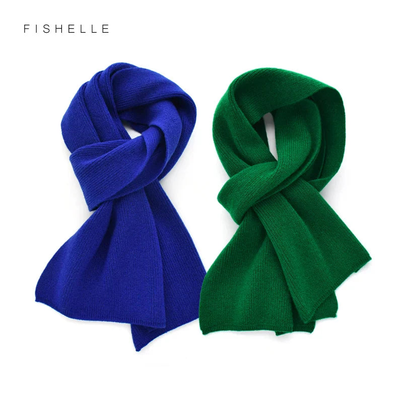 luxury cashmere knitted scarves solid color women or men winter scarf adults warm thick wool scarf kids children