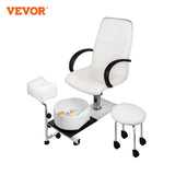 VEVOR Hydraulic Lift Adjustable Spa Pedicure Unit with Easy-Clean Bubble Massage Foot bath White/Black Chair Salon Equipment