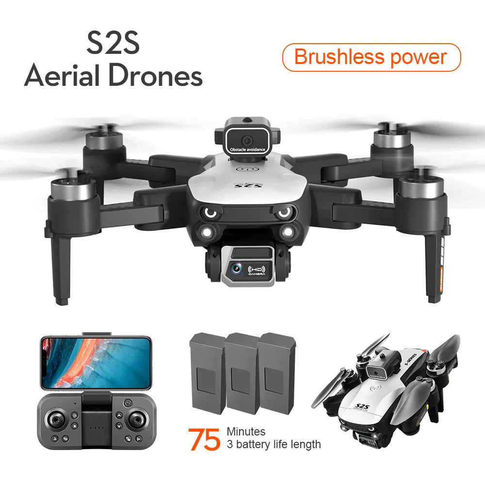 S2S Mini Drone 4k Profesional 8K HD Camera Obstacle Avoidance Aerial Photography Brushless Motor Foldable Rc Quadcopter Kids Toy