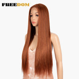 FREEDOM Synthetic Lace Front Wig 30 Inch Long Straight Wigs Soft Rainbow Colorful Blue Ginger Wigs For Black Women Cosplay Wig