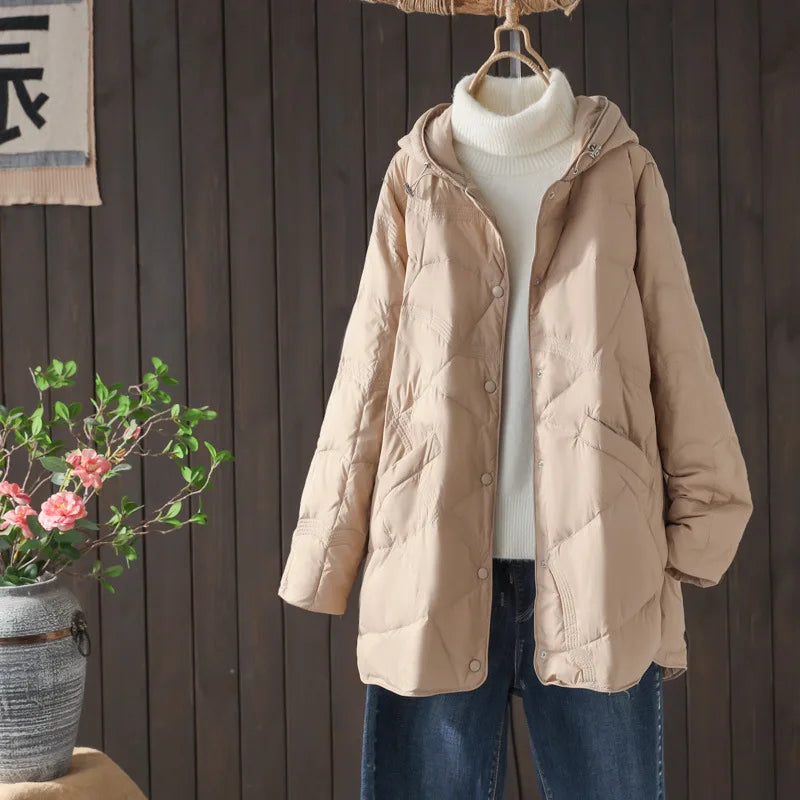 Winter New Arrivals 90%  White Duck Down Coat Women Fashion Hooded Ultra Lightweight X-Long Keep Warm Jackets Plus Size 4XL