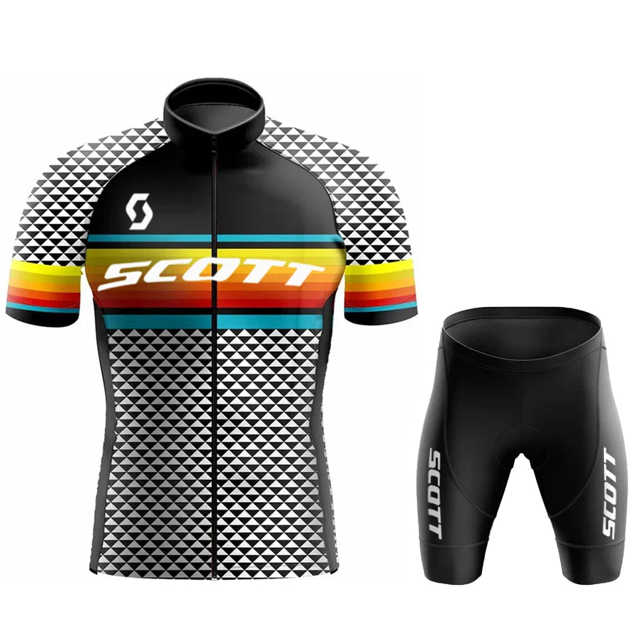 Men's Cycling Suit Jersey Mtb SCOTT Clothing Man Laser Cut Mens Sets Summer 2024 Complete Uniform Shorts Bib Short Jacket