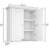 Bathroom Wall Cabinet,Over The Toilet Space Saver Storage Cabinet, Medicine Cabinet with 2 Door and Adjustable Shelves, Cupboard