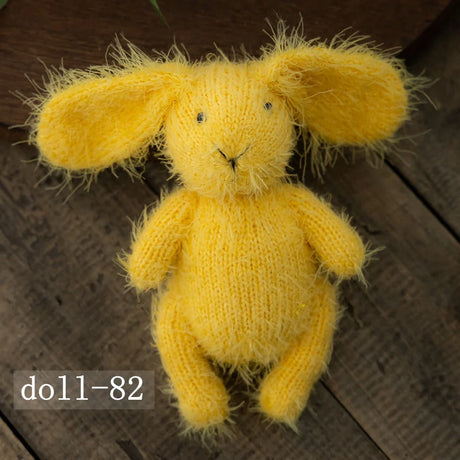 Hand-Knitted Bunny Toys Newborn Photography Props Fluffy Stuffed Rabbit Dolls for Newborn Props Baby Photography Accessories