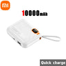 Xiaomi Power Bank 100W Fast Charging Built-in Cord Portable Power Bank 30000mAh Large Capacity External Battery Free Shipping