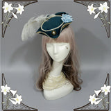 Handmade Customized Lolita Exclusive Original Palace Retro Feather Flower Bow Triangle Hat/Top Hat Lolita Accessories