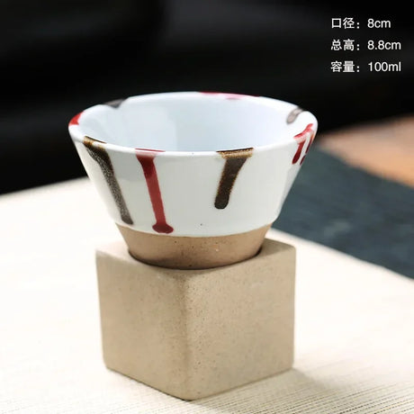 100ML Rough Pottery Teacup Creative Retro Cone Ceramic Coffee Cup Latte Flower Porcelain Cup Home Art Decorative Ceramic Mug