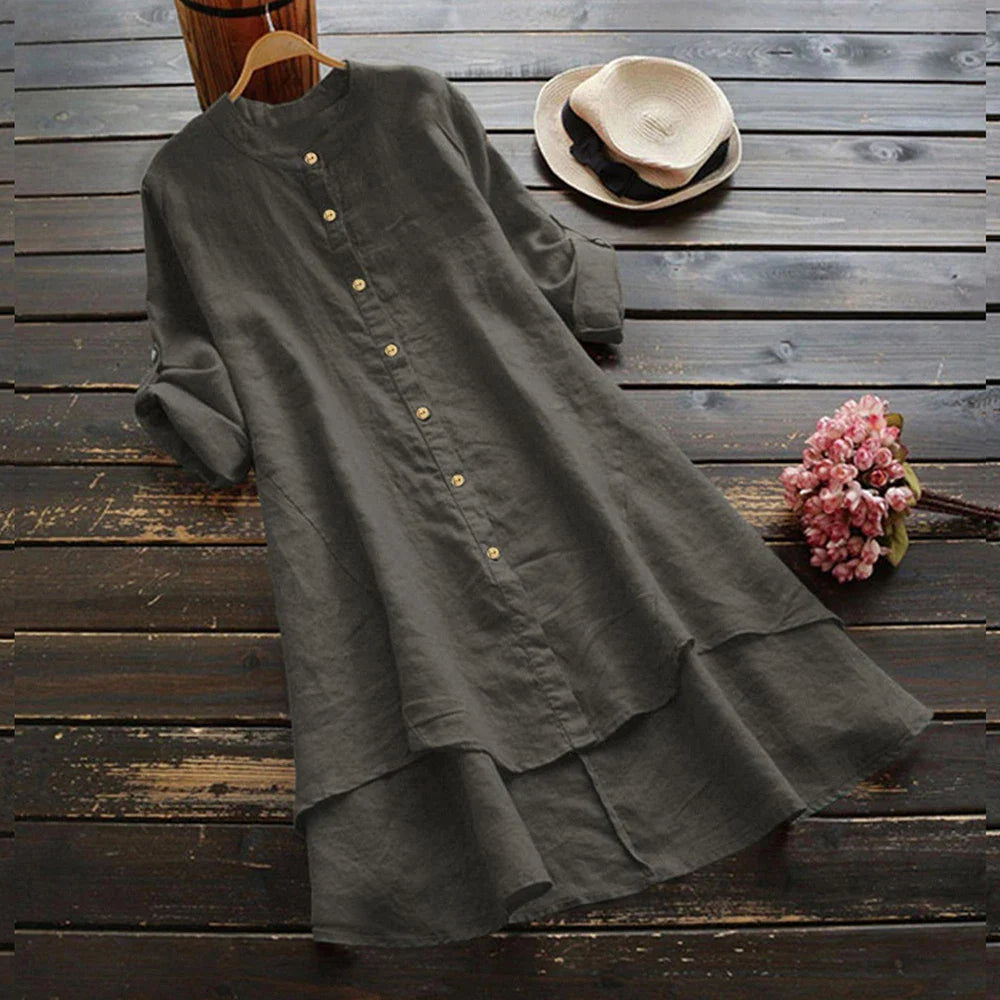 Oversized Cotton Linen Dress for Women Summer Plus Size Blouse Skirt Vestidos Large Size Female Clothing Solid Loose Long Dress