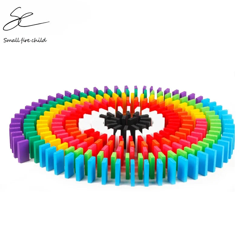 New Kids 100/300/500pcs Children Color Sort Rainbow Wood Domino Blocks Kits Early Bright Dominoes Games Educational Toys Gift