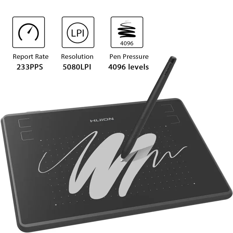 HUION H430P Digital Tablets Signature Graphics Drawing Pen Tablet OSU Game Tablet with Battery-Free Pen Not Including Glove