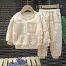 Children Clothes New Fall Winter Pajamas Set Thickened Warm Loungewear  Boys Girls Long Pajamas Top+Pants Two-piece Set