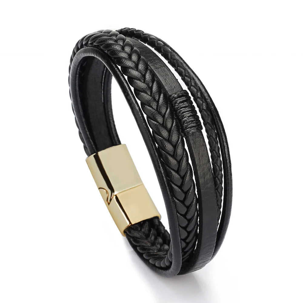 Trendy  Leather Bracelets For Men Multilayer Braided Rope Bracelets For Male Bracelets Jewelry Pulsera Hombre