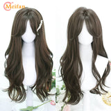 MEIFAN Synthetic Long Straight Lolita Wig with Bangs Wig Girl Cute Mixed Black Red Blonde Cosplay Party Halloween Harajuku Wig