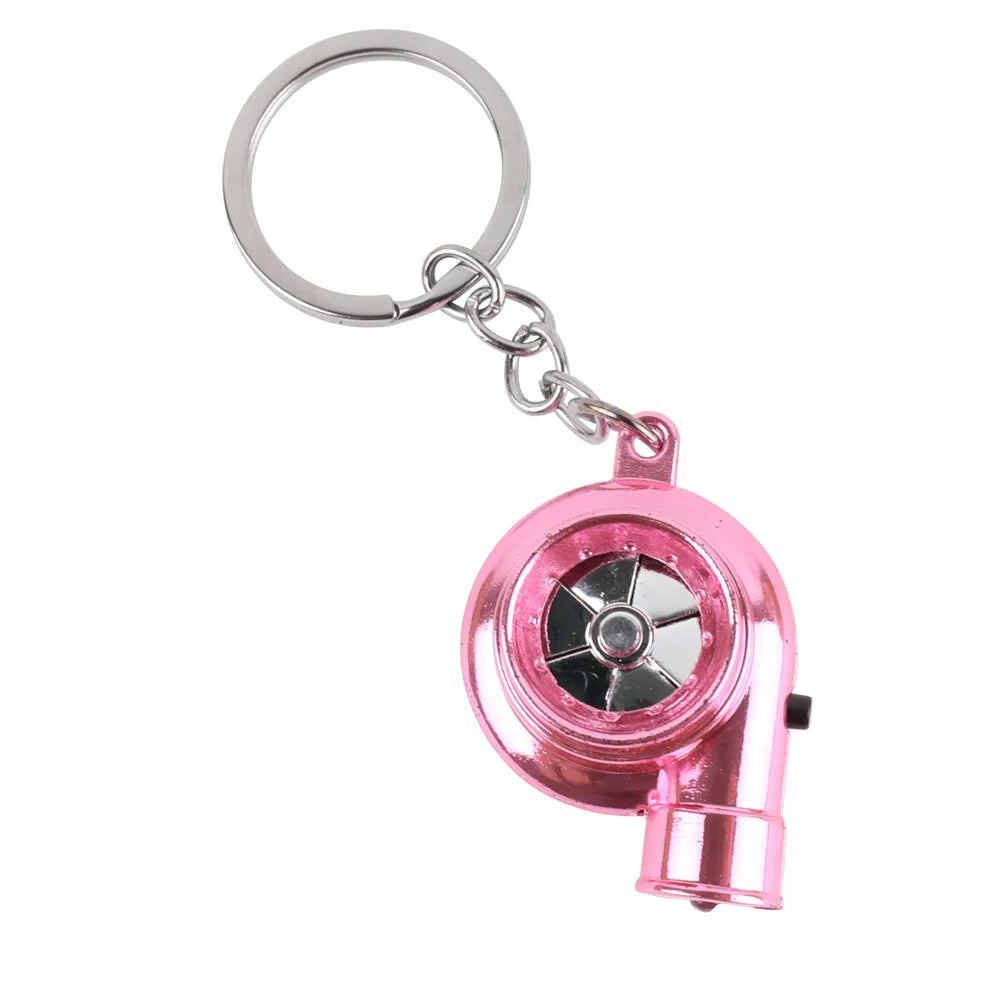 LED Mini Turbo Sound Turbocharger Keychain Spinning Turbine Key Chain Ring Keyring Keyfob Car Keyring Car Interior Accessories