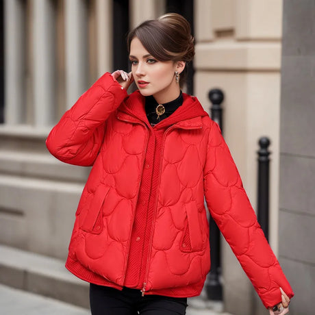 Winter Jackets For Women 2023 New Fashion Fake Two Pieces Short Parkas Korean Style Winter Women's Cold Coat Hooded