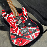 STOCK Edward Eddie Van Halen Heavy Relic Red Franken Electric Guitar Black White Stripes Tremolo Bridge Slanted Pickup