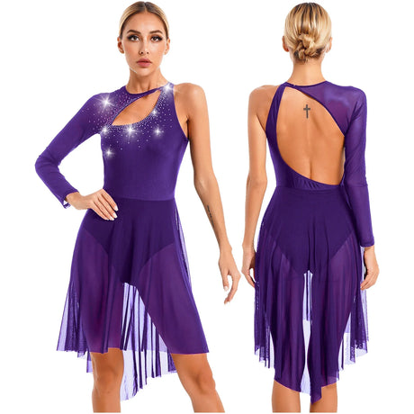 Jazz Dance Dress Woman Figure Skating Costume Lyrical Tango Latin Dance Performance Outfit Long Sleeve Modern Ballroom Dress