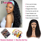 Perstar Highlight Deep Wave Headband Wig Human Hair Wigs For Women Brazilian Honey Blonde Deep Curly Human Hair Wig Glueless