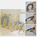 U Shape Pregnant Women Elderly Toilet Stool Bathroom Chair Folding Stainless Steel Bath Seat Stable Anti-Skid Toilet Foot Rest